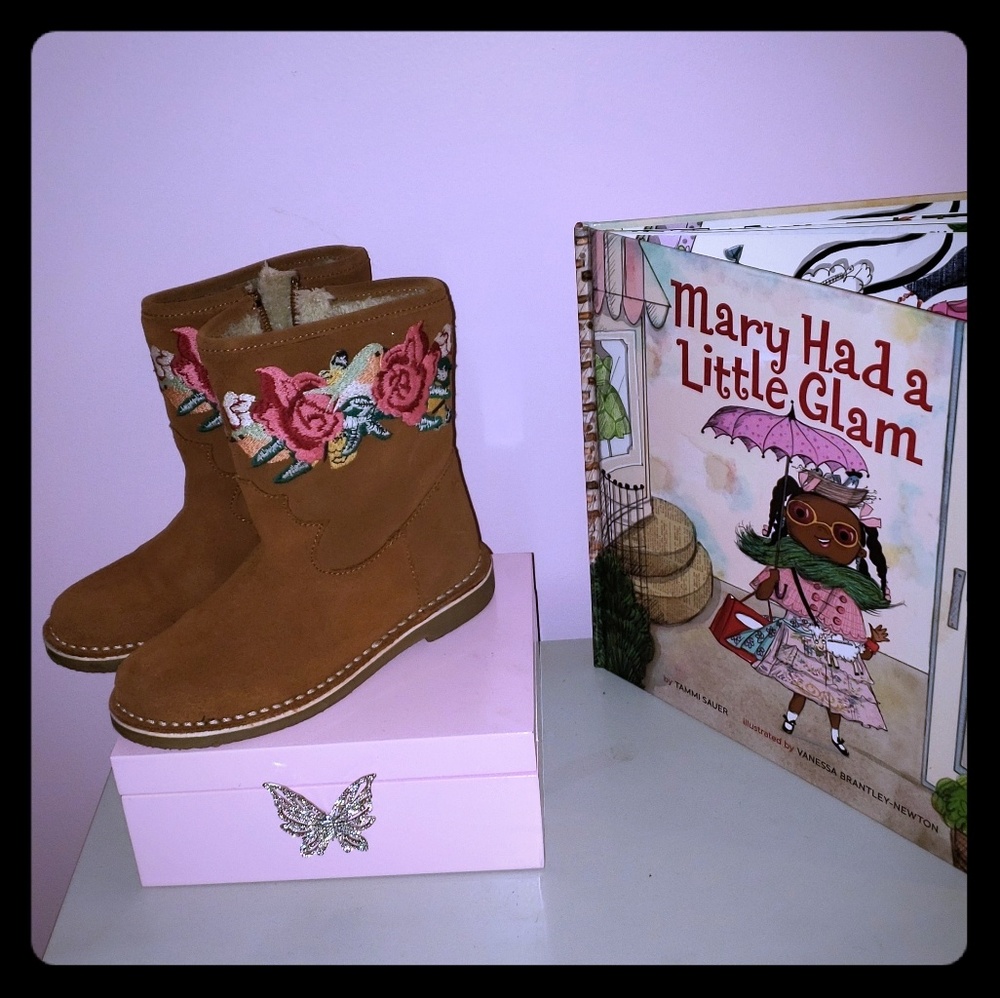 Zara Girls tan decorative boots